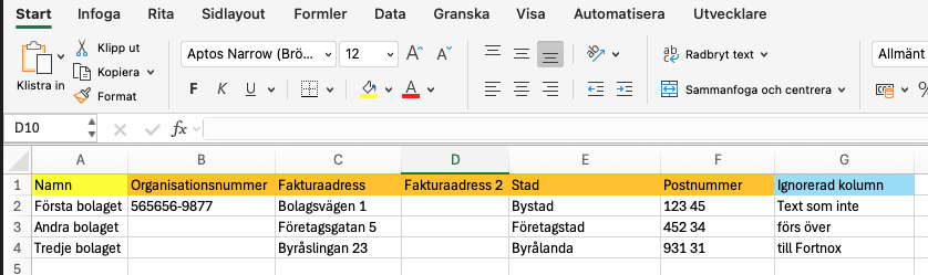 Enkel faktura